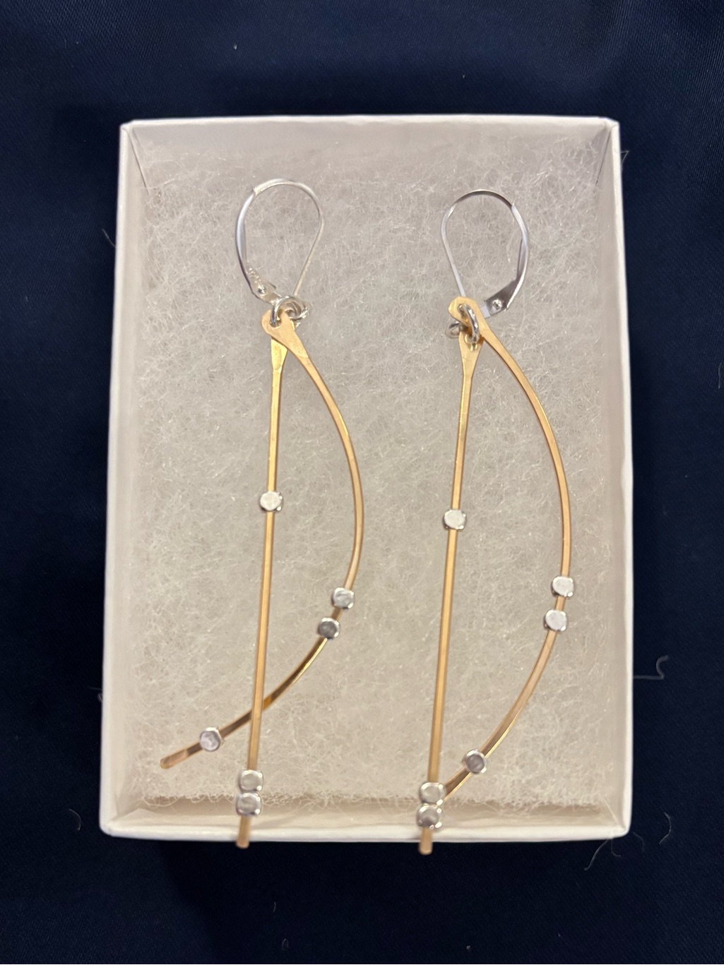 Mixed Metal Curved Bar Drop Earrings - Nashville Boutique. Ex Boyfriend Special